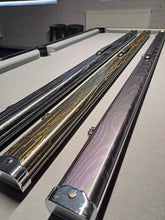 Load image into Gallery viewer, 1 Piece Wood Grain Effect Pro Aluminium Cue Case with Metal Ends – Holds 2x Cues – Three Colours Available: Black, Purple and Gold