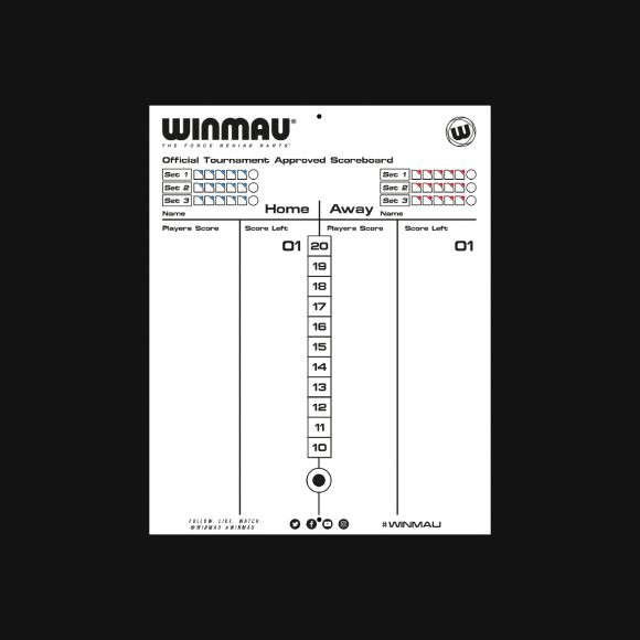 Winmau Tournament Dry Wipe Scoreboard